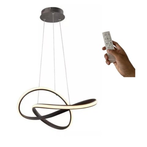 Lustre Led Luxo Moderno 45w 50 Cm Preto C/ Controle