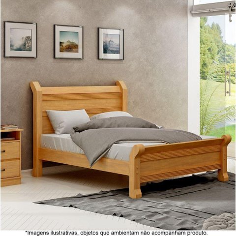 Cama Casal em Madeira Maciça 1,40 Júlia Mel