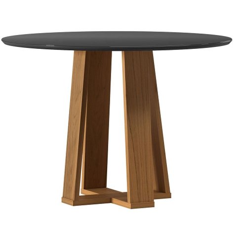 Mesa de Jantar Isabela 100x100 cm com Vidro Cinamomo Preto - New Ceval