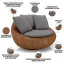 Ver imagem 4 de Poltrona para Sala de Estar Decorativa Giratória Kira Couríssimo Whisky Linho Cinza - Lyam Decor