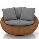Ver imagem 3 de Poltrona para Sala de Estar Decorativa Giratória Kira Couríssimo Whisky Linho Cinza - Lyam Decor
