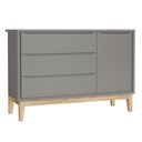 Ver imagem 4 de Jogo de Quarto Classic Guarda Roupa 2 Portas e Cômoda Cinza Fosco com Pés Madeira Natural - Reller M