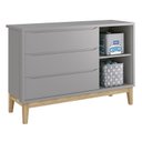 Ver imagem 5 de Jogo de Quarto Classic Guarda Roupa 2 Portas e Cômoda Cinza Fosco com Pés Madeira Natural - Reller M