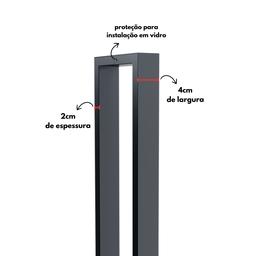 Puxador para Porta Barra Retangular Aço Inoxidavel 40cm Preto - 2