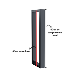 Puxador para Porta Barra Retangular Aço Inoxidavel 40cm Preto - 5