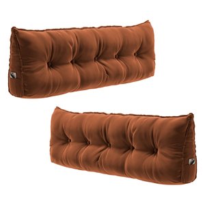 Kit 02 Almofadas para Cabeceira Encosto Apoio Lombar Spot 160cm com Porta Celular Veludo - Desk Desi