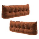 Ver imagem 1 de Kit 02 Almofadas para Cabeceira Encosto Apoio Lombar Spot 160cm com Porta Celular Veludo - Desk Desi