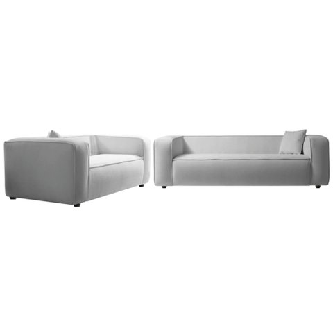 Kit Sofá 3 Lugares 200cm e Poltrona Decorativa Escritório Orgânico Cecília Linho Cinza Claro - Amare