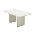 Ver imagem 2 de Mesa de Jantar Retangular com Vidro para 6 Lugares Lintz 184 cm Off White Fosco com PU Bege