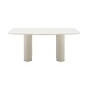 Ver imagem 7 de Mesa de Jantar Retangular com Vidro para 6 Lugares Lintz 184 Cm Off White Fosco com Pu Bege