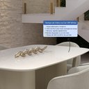 Ver imagem 5 de Mesa de Jantar Retangular com Vidro para 6 Lugares Lintz 184 cm Off White Fosco com PU Bege