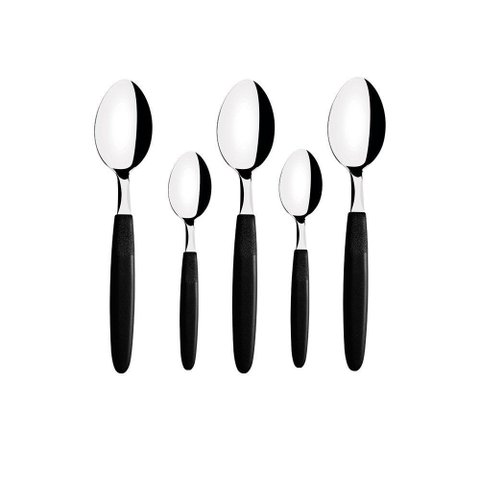 Conjunto Chá e Sobremesa Ipanema 60 Peças Lâminas Aço Inox Cabo Preto Ptop - Tramontina