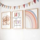 Ver imagem 1 de Kit 3 Quadros Decorativos Infantil | Irmãos - Ovelhinhas Baby NO2 - 30x40 - Moldura Madeira