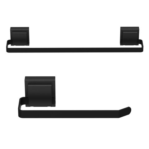 Kit de Acessórios para Banheiro Ventosa Preto 2 Peças F.max