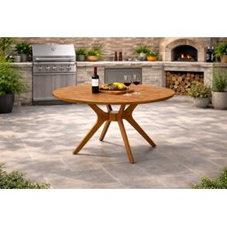 Mesa de Jantar Julia Madeira Maciça Eucalipto Ripada 110cm - 1