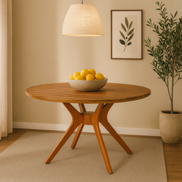 Mesa de Jantar Julia Madeira Maciça Eucalipto Ripada 110cm - 1
