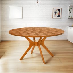 Mesa de Jantar Julia Madeira Maciça Eucalipto Ripada 110cm - 3
