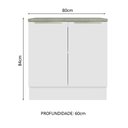 Ver imagem 4 de Balcão 80 cm 2 Portas Branco/Branco Veludo Lux Madesa