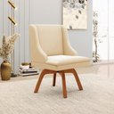 Ver imagem 2 de Kit 3 Cadeiras Decorativas Sala de Jantar Base Giratória de Madeira Firenze Suede Bege/Natural G19 -