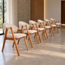Ver imagem 1 de Kit 6 Poltronas Sala de Estar Linho Marfim Design Atemporal & Versátil com Braços