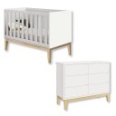 Ver imagem 2 de Quarto de Bebê Berço + Cômoda 6 Gvts Classic Branco Pés Madeira Natural