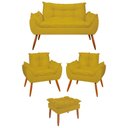 Ver imagem 1 de Kit 02 Poltronas + Namoradeira + Puff Opala Balaqui Decor Cor:amarelo