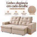 Ver imagem 6 de Sofá Torino Retrátil Reclinável 2m 3 Lugares Linho Conforto - Bege
