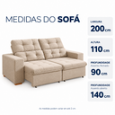 Ver imagem 3 de Sofá Torino Retrátil Reclinável 2m 3 Lugares Linho Conforto - Bege