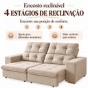 Ver imagem 5 de Sofá Torino Retrátil Reclinável 2m 3 Lugares Linho Conforto - Bege