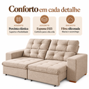 Ver imagem 4 de Sofá Torino Retrátil Reclinável 2m 3 Lugares Linho Conforto - Bege