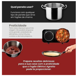 Fogão Elét. Preto 2 Bocas de Mesa Portátil Agratto 110v - 3