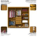 Ver imagem 5 de Guarda-Roupa Casal Majestique 3 Portas 4 Gavetas Ripado 100% MDF com Espelho Naturale - Pnr Móveis