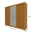 Ver imagem 4 de Guarda-Roupa Casal Majestique 3 Portas 4 Gavetas Ripado 100% MDF com Espelho Naturale - Pnr Móveis