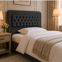 Ver imagem 3 de Cabeceira King 195cm Capitonê Suede Madeira Maciça Moderna:chumbo