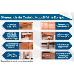 Cozinha Modulada Completa Napoli Prime 4 Peças (2 Armários + 1 Balcão + 1 Paneleiro) C4P01 - 2 Cozinha Modulada Completa Napoli Prime 4 Peças (2 Armários + 1 Balcão + 1 Paneleiro) C4P01 - 2