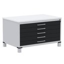 Ver imagem 1 de Mapoteca 5 Gavetas Pandin 120 Cm (larg) Inmetro Tampo Mdp Branco Estrutura Aço Cinza Gavetas Pretas