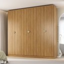 Ver imagem 1 de Guarda-Roupa Casal 100% MDF 6 Portas 4 Gavetas Brescia Marrom/Nogueira