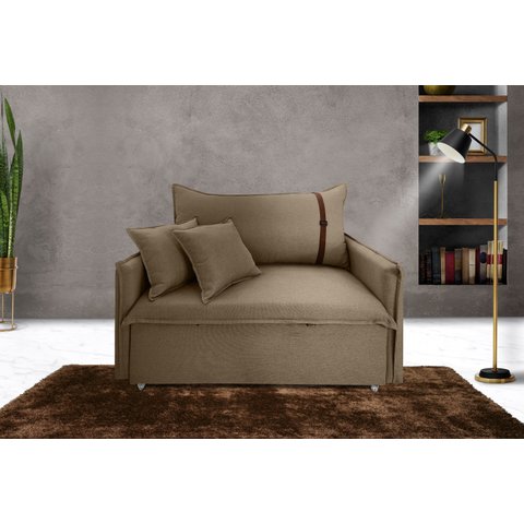 Poltrona Sofá-cama Valence Premium 100cm SoftGel D33  Linho Marrom