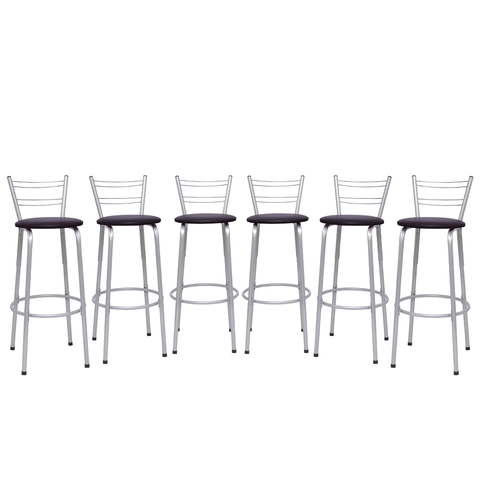 Kit 6 Banquetas para Balcão Flórida Prata Bistrô Ilhas Cozinha Gourmet Bares