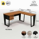 Ver imagem 2 de Mesa de Escritório Industrial em L com Gaveteiro Pés Metal Cor:nogal com Preto