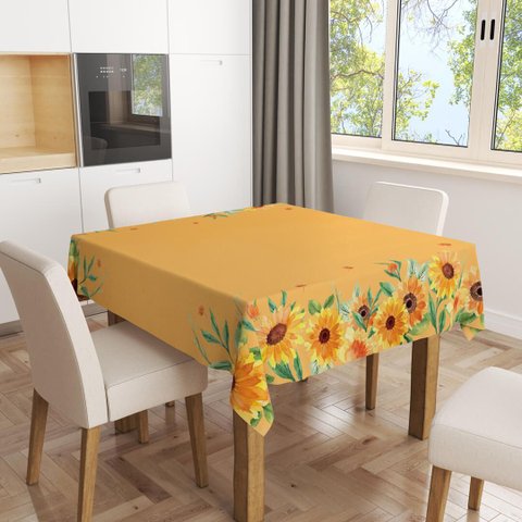 Toalha de Mesa Quadrada 4 Lugares Girassois