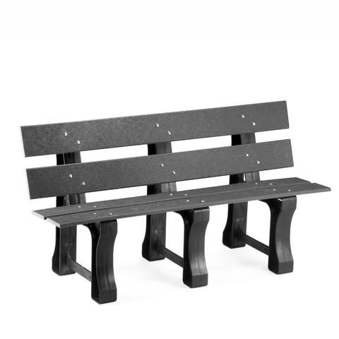 Banco de Jardim Madeira Plástica 1,50 M:cinza Escuro/kit Zincado Branco