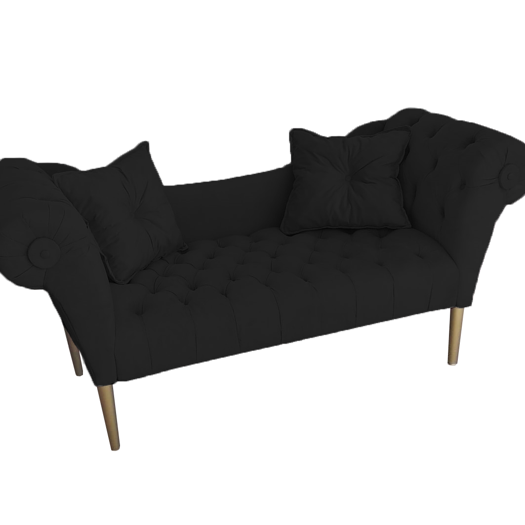 Namoradeira Estofada Pés Palito para Salão de Beleza Dubai Suede Preto - Dl Decor