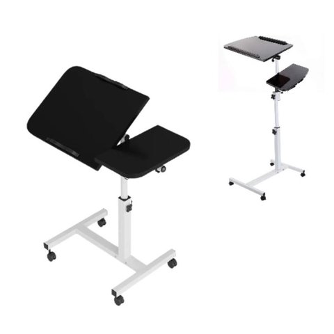 Mesa Notebook Dupla Articulada Mesinha Altura Ajustavel Suporte Computador Jantar com Rodinhas Escri
