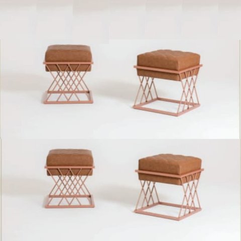 Kit 4 Banquetas decorativas paris-pintura cobre