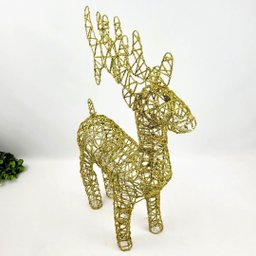 Rena Natalina Dourada 71cm Com Led 127V Enfeite De Natal - 6