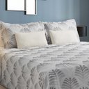 Ver imagem 4 de Kit Colcha Cobre Leito Casal 3pç Montblanc Folhagem Chumbo