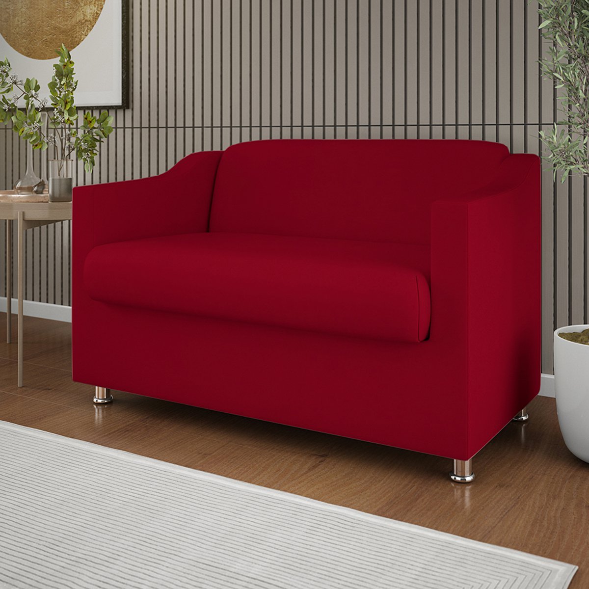 Sofá Namoradeira 2 Lugares Tilla Sala de Espera – Balaqui Decor Cor:Vermelho - 2