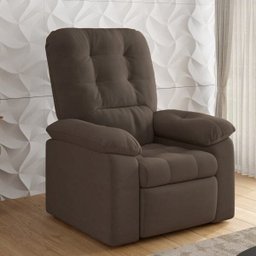 Poltrona do Papai Reclinável Suede Veludo Estoril Espresso Móveis - 1