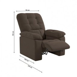 Poltrona do Papai Reclinável Suede Veludo Estoril Espresso Móveis - 3